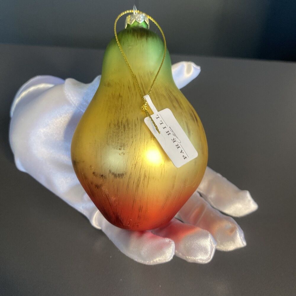 Park Hill Glass Fruit Christmas Ornament Multicolor Pear 4.5" Holiday Tree